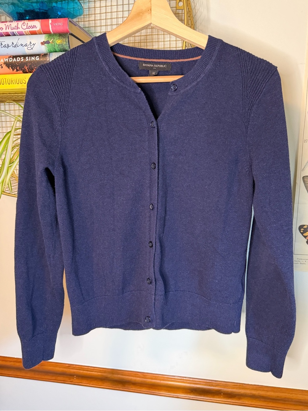 Banana Republic Women's Navy Button-Front Crew Cardigan size medium